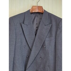 Pierre Balmain Suit Jacket Blazer Mens 42 Gray Wool Double Breasted Peak Lapel